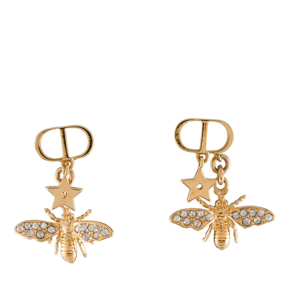 Christian Dior Gold CD Bee Montaigne Earrings